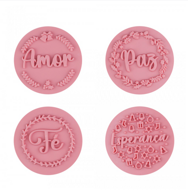 Kit Carimbos Bons Desejos 5cm - Rosa Bebe